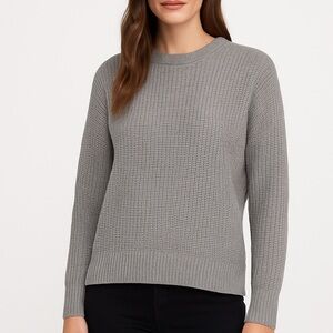 Wilfred Free cozy merino waffle knit elevated basics sweater XS grey